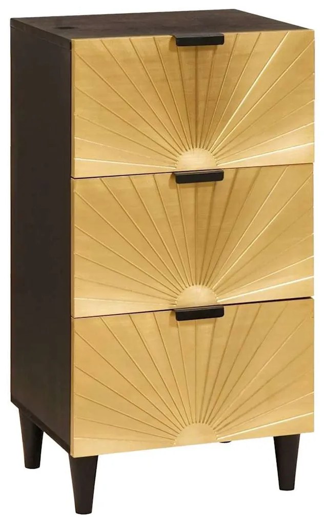 vidaXL Buffet Preto e Ouro 40 x 33 x 75 cm Madeira de manga maciça