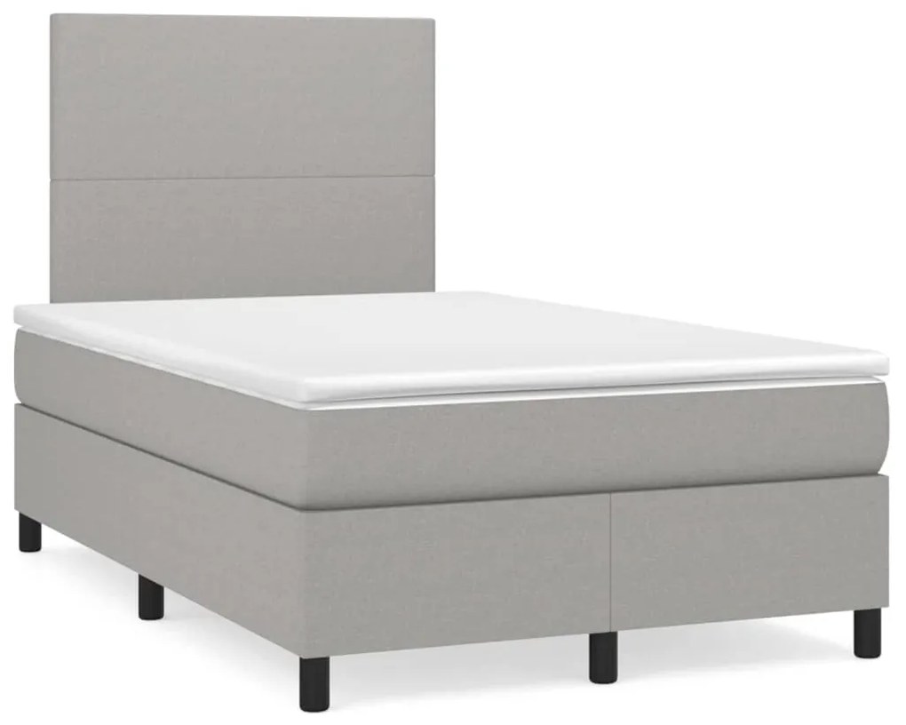 vidaXL Cama box spring c/ colchão e LED 120x190 cm tecido cinza-claro
