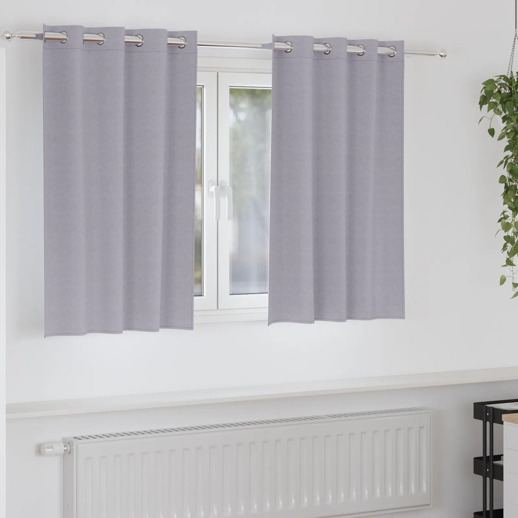 vidaXL Cortinas 2 pcs Cinza Metálico 140 x 140 cm Poliéster