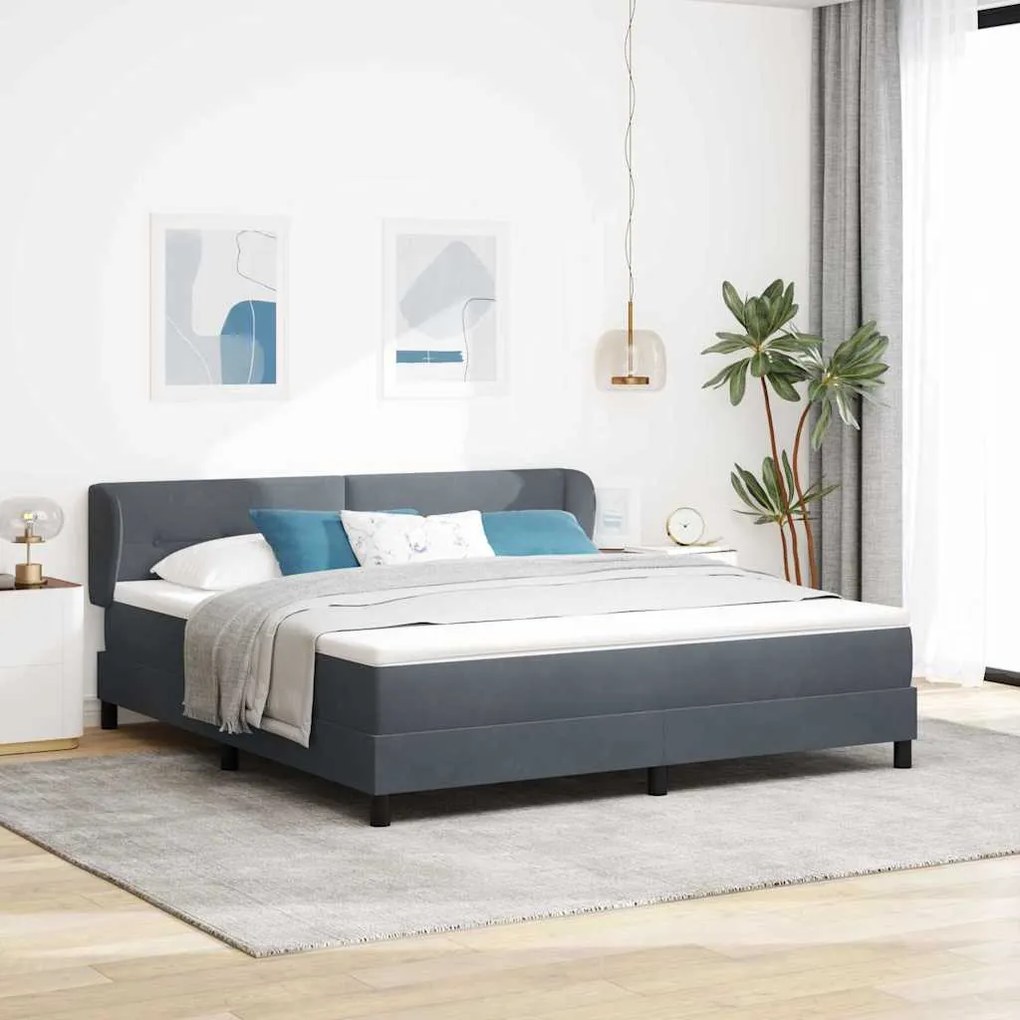 Cama Box com Colchão vidaXL Cinza Escuro 180x200 cm em Veludo