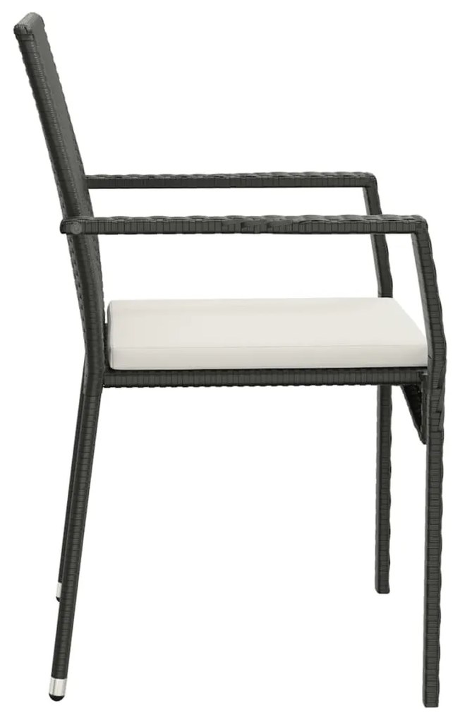 Cadeiras de jardim com almofadões 4 pcs vime PE preto