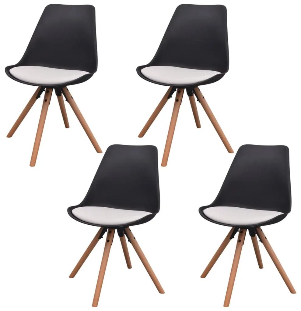 243563 vidaXL Cadeiras de jantar 4 pcs couro artificial preto e branco