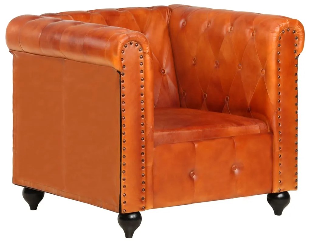 vidaXL Poltrona chesterfield couro genuíno bronze