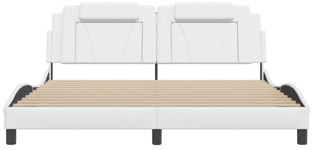 Estrutura cama c/ luzes LED 180x200 cm couro artificial branco