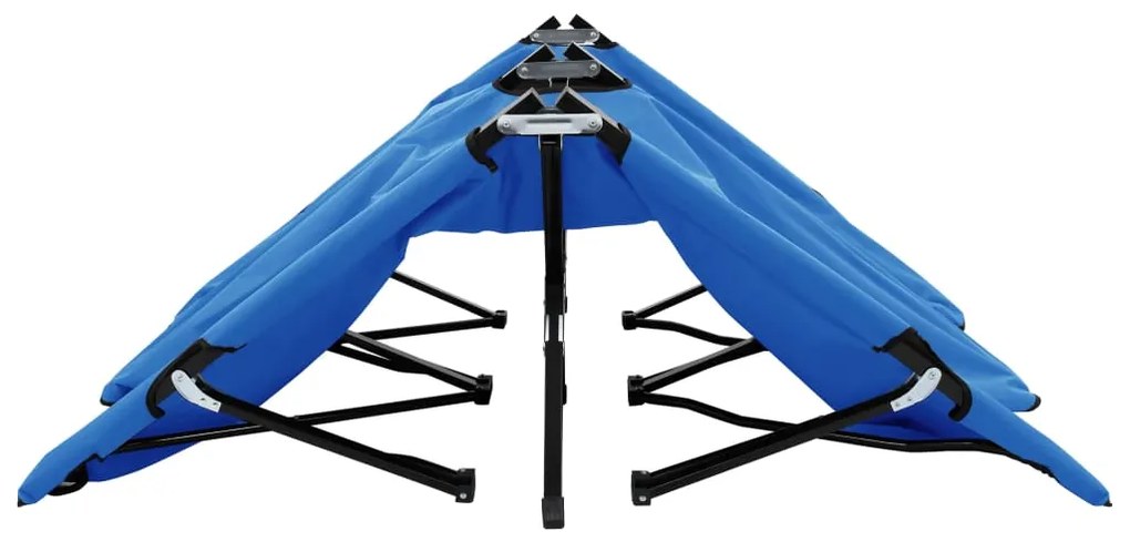 Espreguiçadeira/cama dobrável para 2 pessoas aço azul