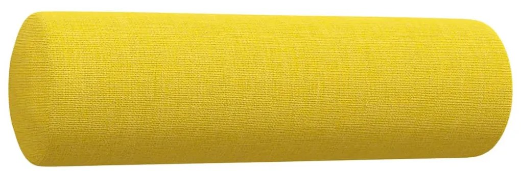 2 pcs conjunto de sofás com almofadas tecido amarelo-claro