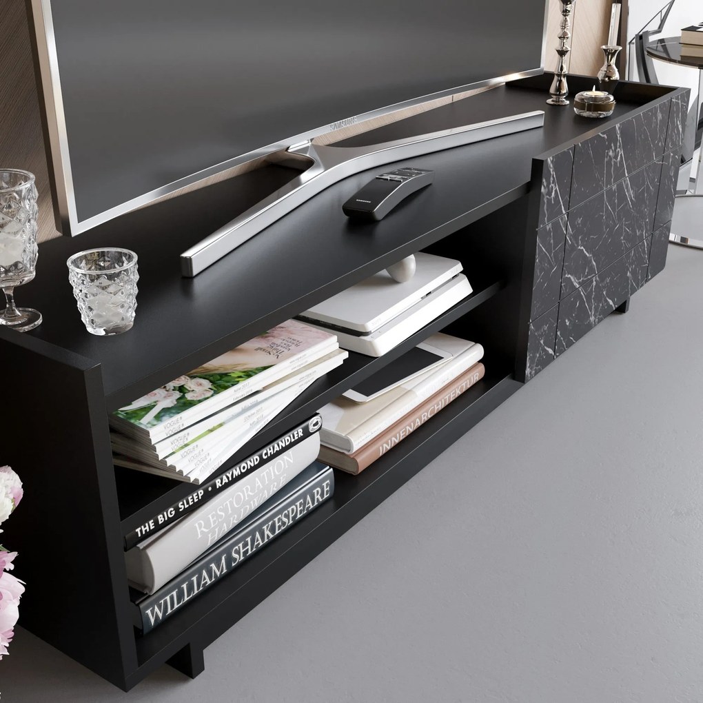 Móvel de TV Valantina – Preto – 140 cm x 41,4 cm x 37,1 cm