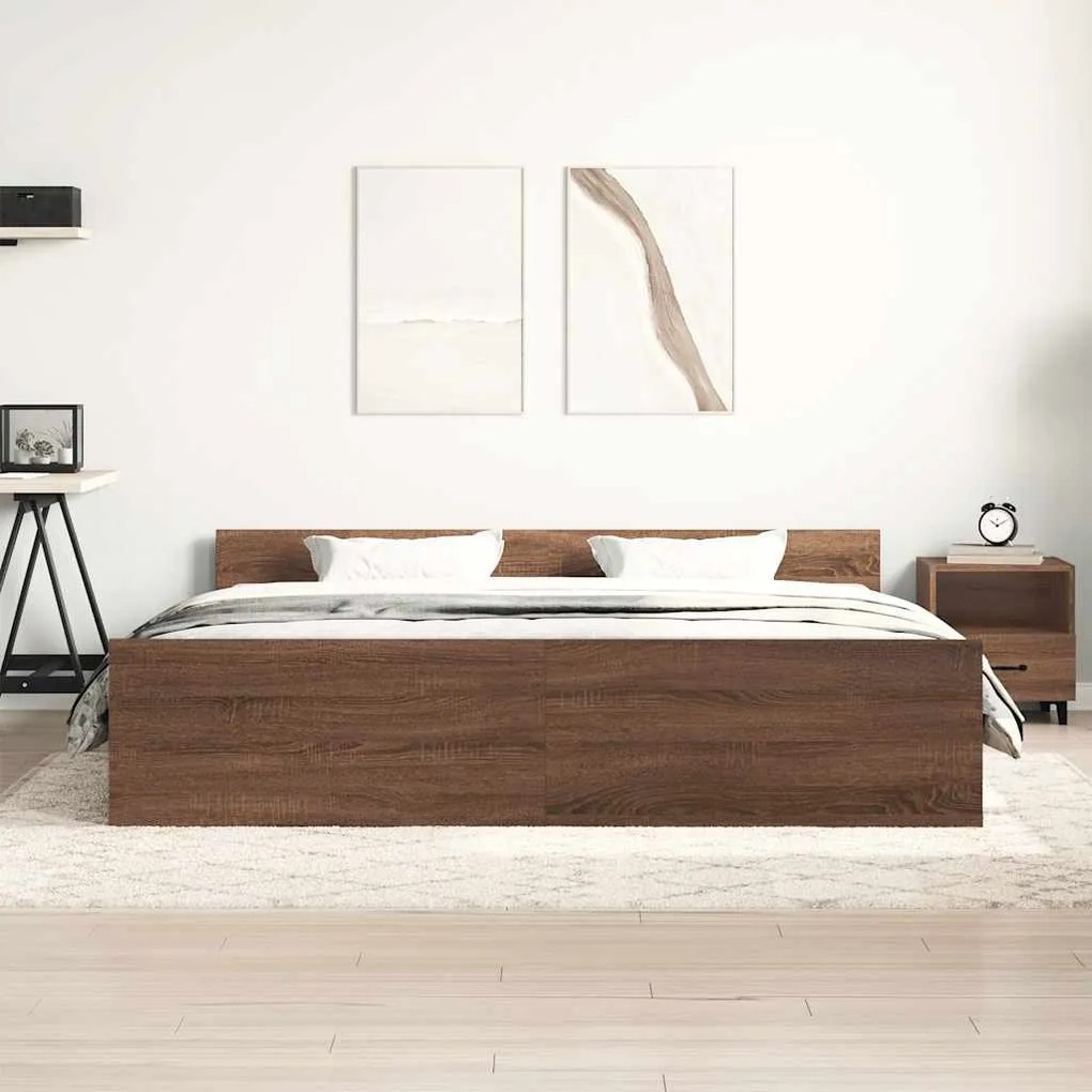 Estrutura cama+cabeceira/apoio pés 160x200 cm carvalho castanho