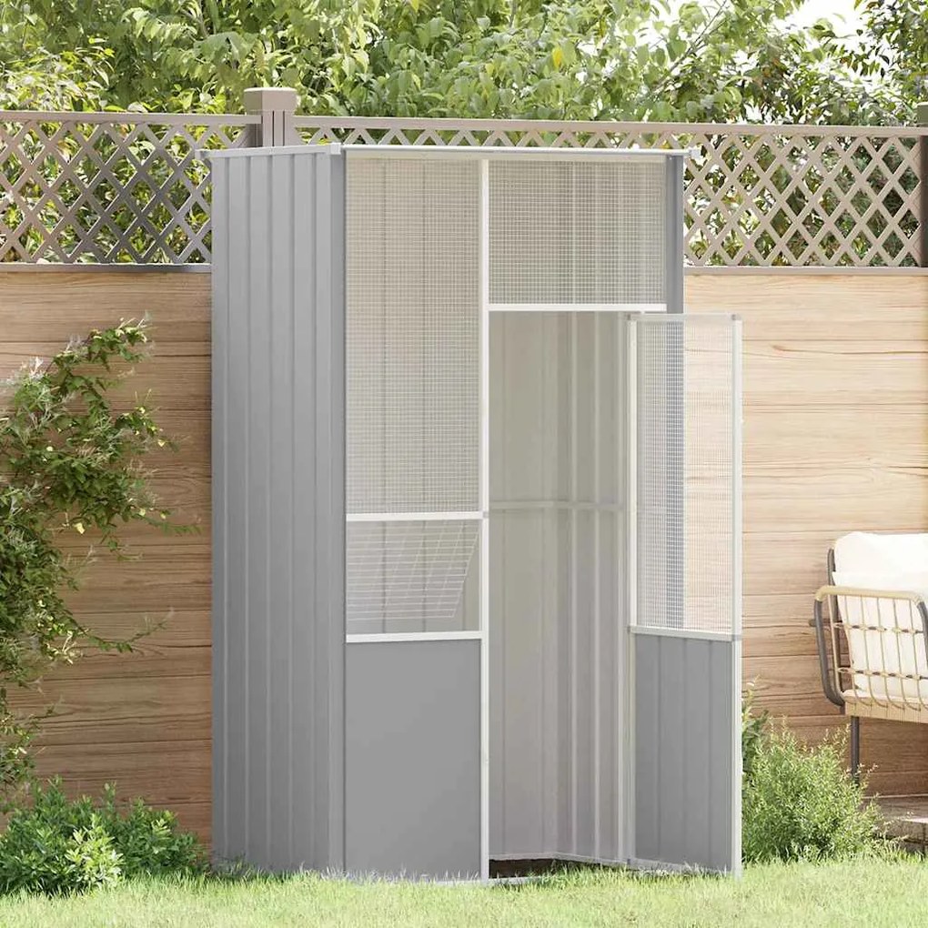 vidaXL Gaiola p/ pássaros 115x78x200 cm aço galvanizado cinzento