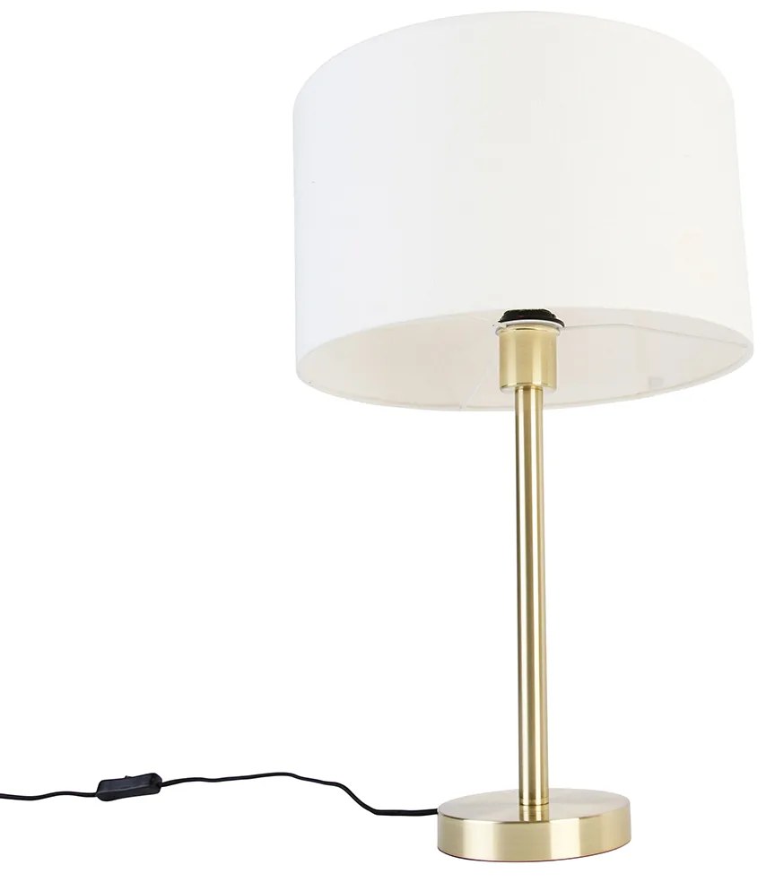 Candeeiro de mesa clássico em latão com cúpula branca 35 cm - Simplo Design