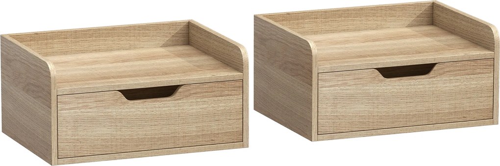 HOMCOM Conjunto de 2 Mesas de Cabeceira Suspensas com 1 Gaveta para Quarto 40x30x19,5 cm Madeira | Aosom Portugal