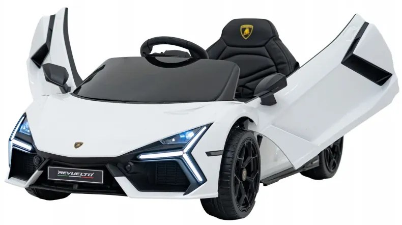 Carro elétrico para Crianças Lamborghini Revuelto 12V 4x4 Rodas Espuma EVA, Assento couro ecológico Branco