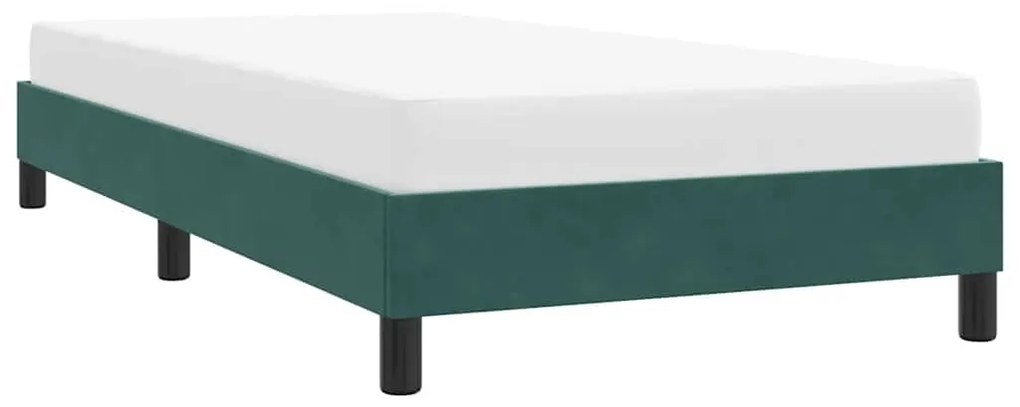 Estrutura de cama sem colchão 80x220cm veludo verde-escuro