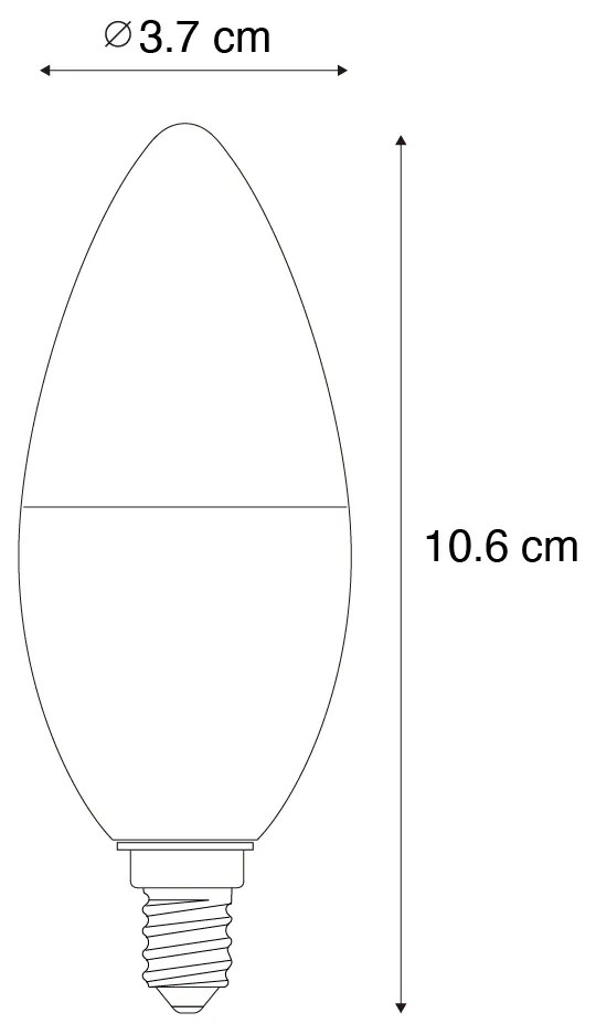 Lâmpada LED inteligente E14 regulável C37 4,9W 470 lm 2700K-6500K