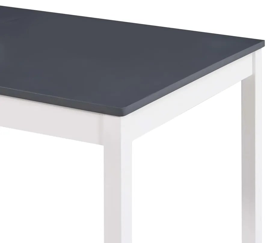 Mesa de Jantar Huty de 140cm em Madeira Maciça - Branco/Cinzento - Des