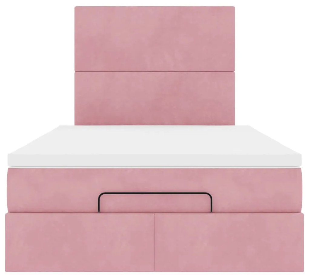 Estrutura de cama otomana com colchões 120x200 cm veludo rosa