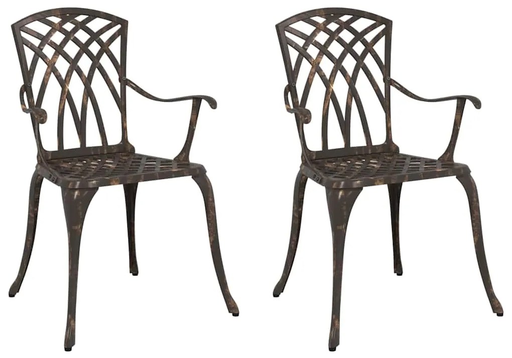 Cadeiras de Jardim vidaXL 2 pcs Alumínio Fundido Bronze