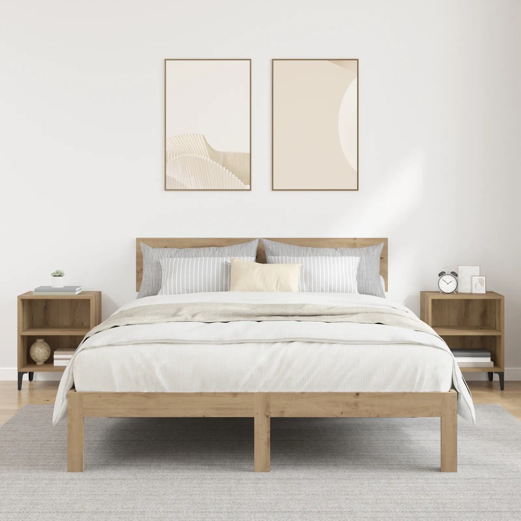 Criados-mudos 2 pcs Carvalho Artesanal 40x30x50 cm Madeira engenheirad