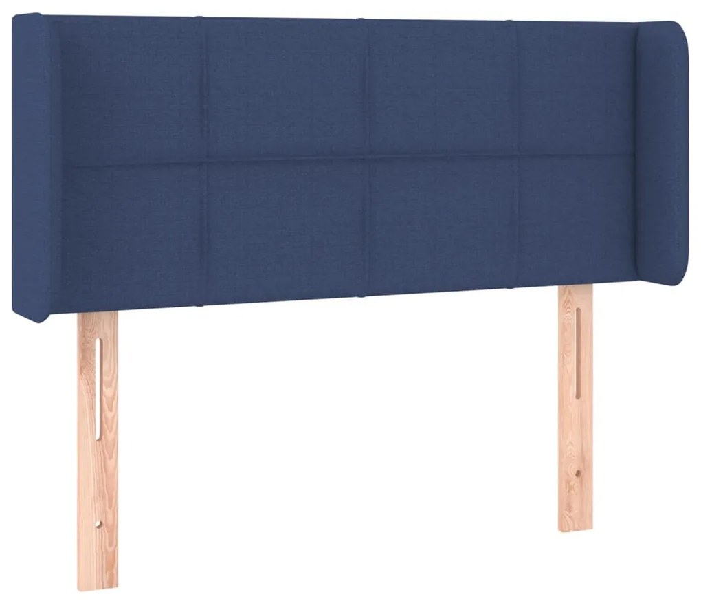 Cabeceira de cama c/ luzes LED tecido 93x16x78/88 cm azul