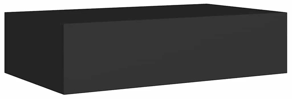 Prateleiras de parede com gavetas 2 pcs MDF 40x23,5x10 cm preto