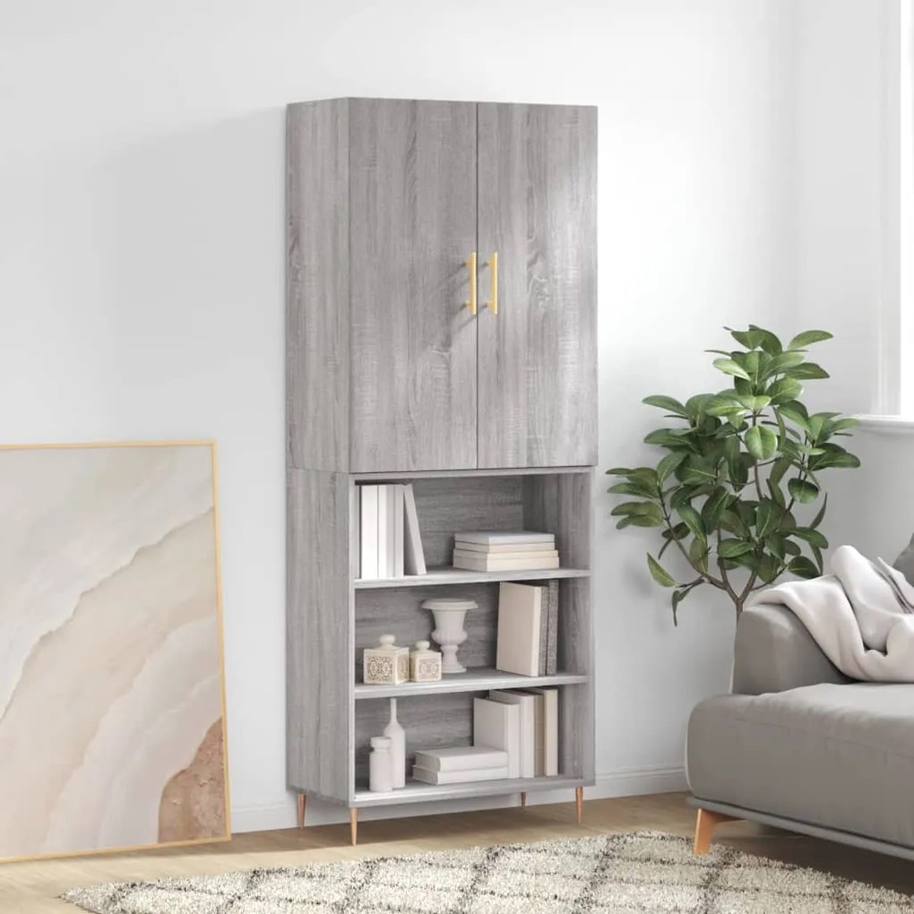 vidaXL Armário alto 69,5x34x180 cm derivados de madeira sonoma cinza