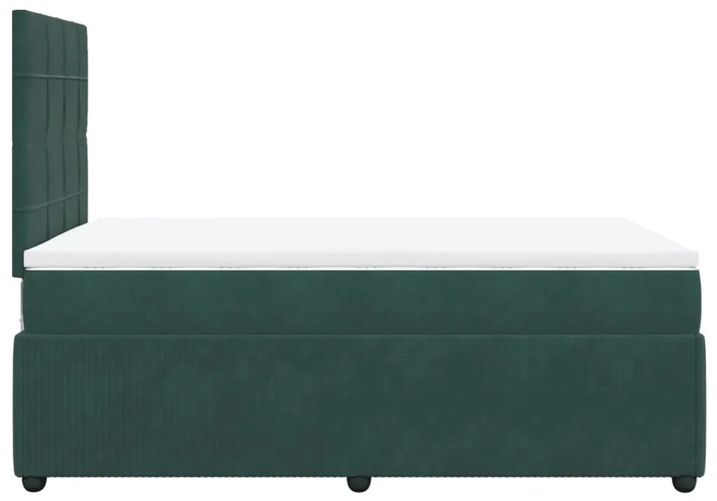 Cama boxspring com colchão 120x190 cm veludo verde-escuro