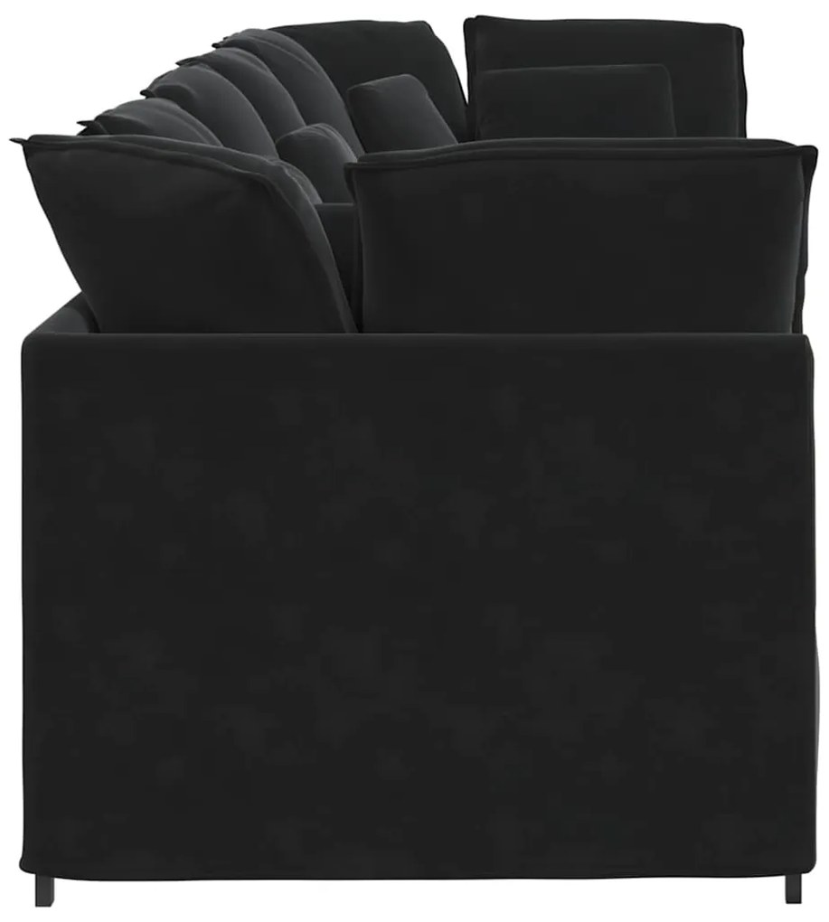 Sofá modular com almofadas veludo preto