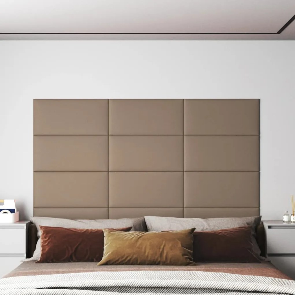 343859 vidaXL Painel parede 12pcs 60x30cm couro artificial 2,16 m² cappuccino