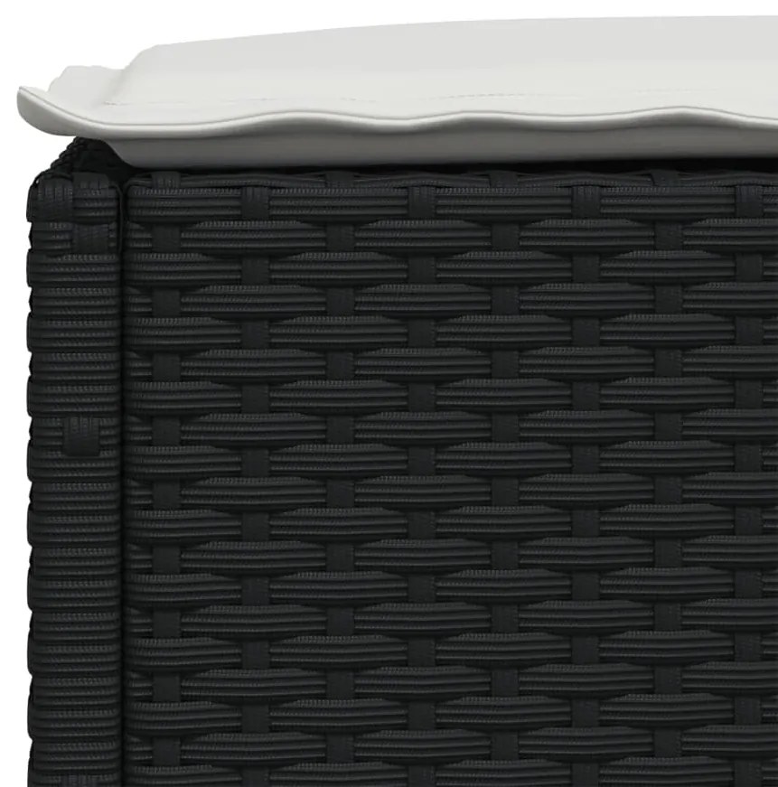 6 pcs conjunto sofás de jardim c/ almofadões vime PE preto