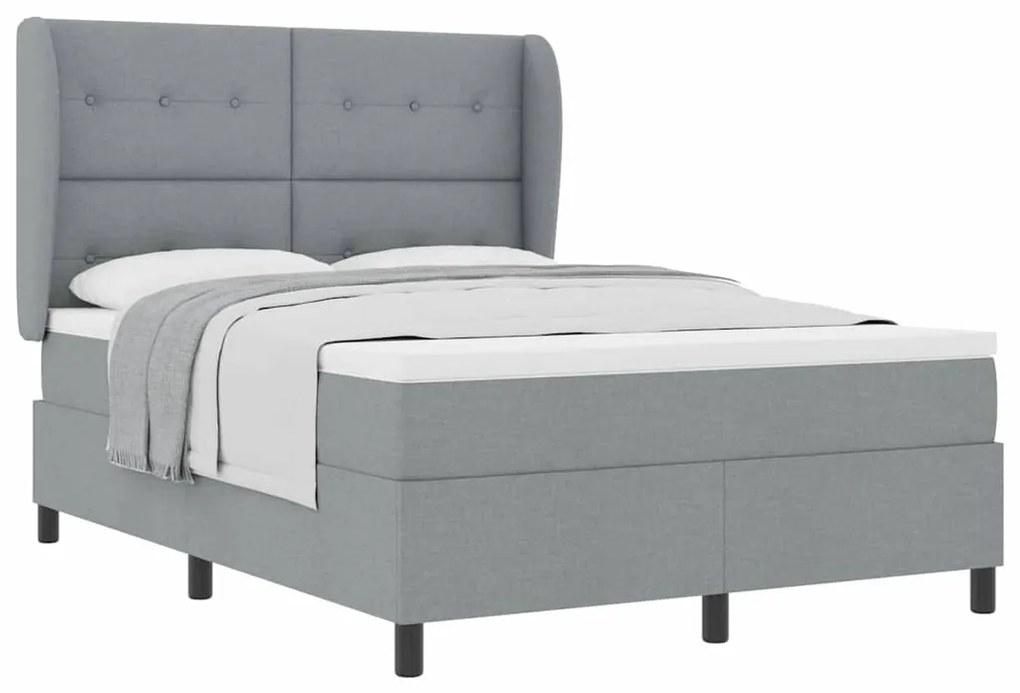 Cama com Estrado e Colchão Cinza Claro, 160x200 cm, em Tecido