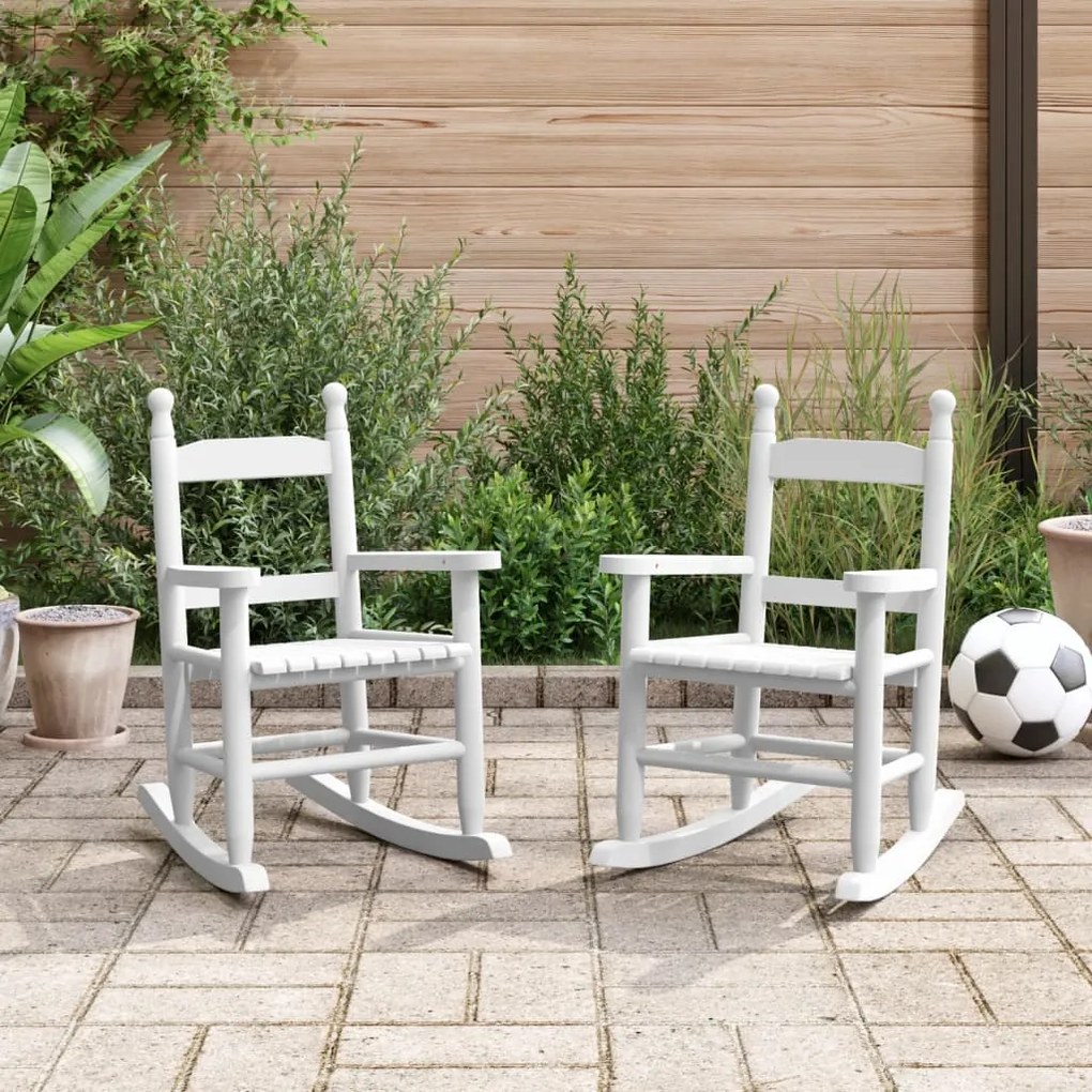 vidaXL Cadeiras de baloiço infantis 2 pcs álamo maciço branco