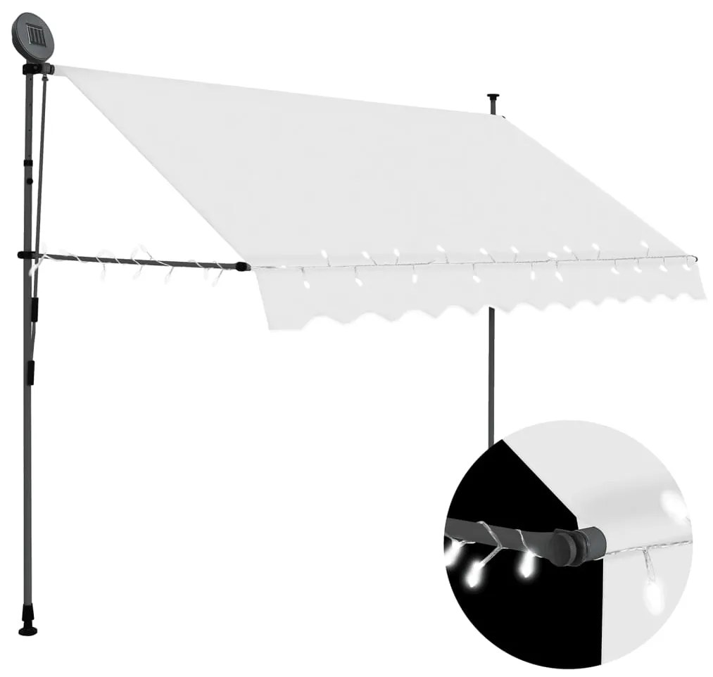 Toldo retrátil manual com LED 250 cm creme