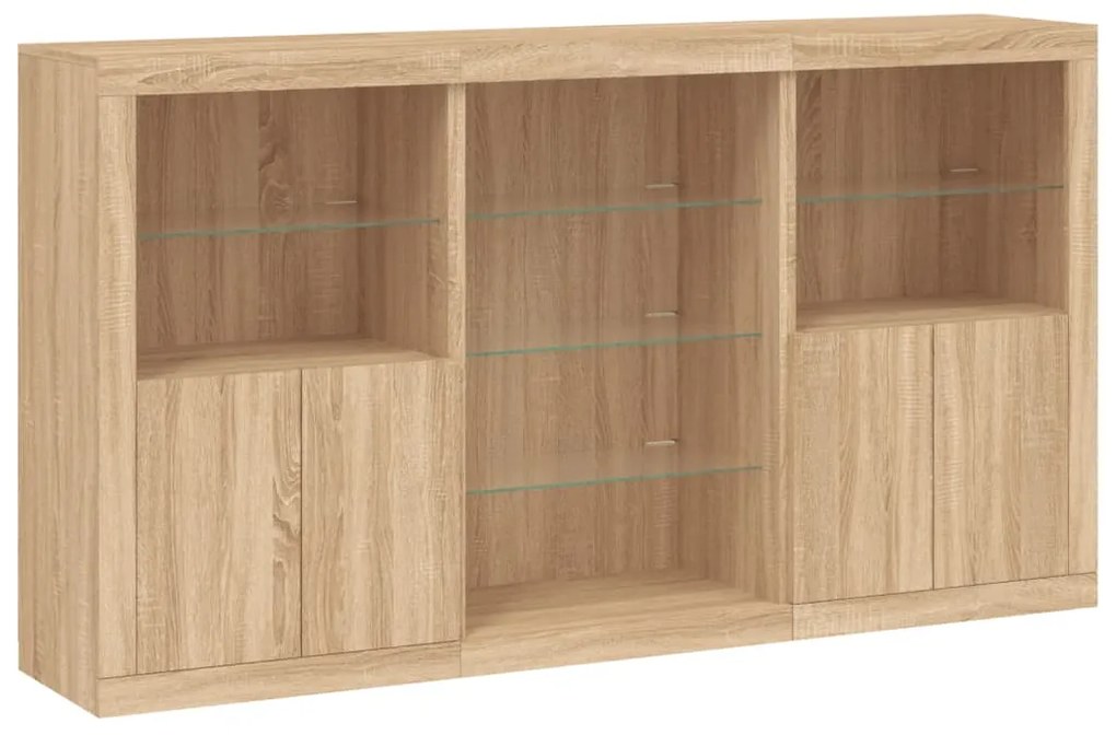 Aparador com luzes LED 181,5x37x100 cm carvalho sonoma