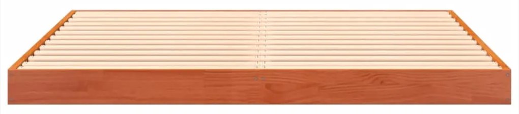 Estrutura de cama 140x200 cm madeira pinho maciça castanho cera