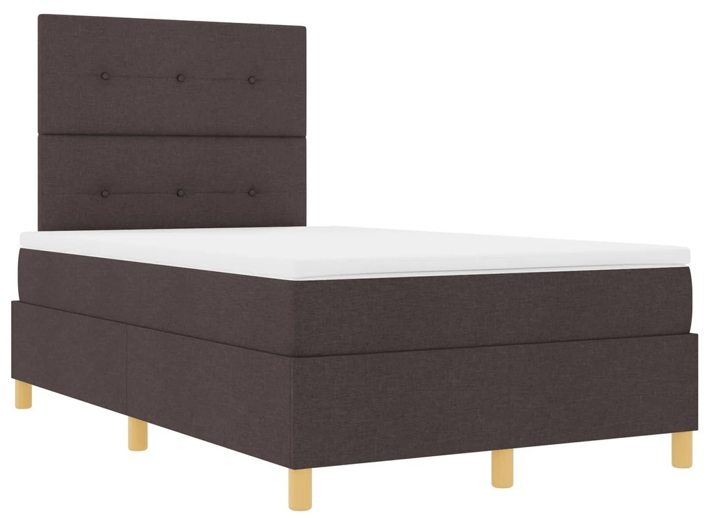 Cama Box Spring com Colchão Marrom Escuro 120x200 cm Tecido