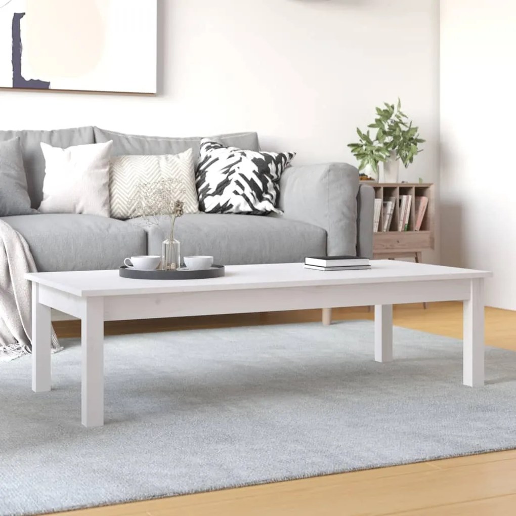 vidaXL Mesa de centro 110x50x30 cm pinho maciço branco