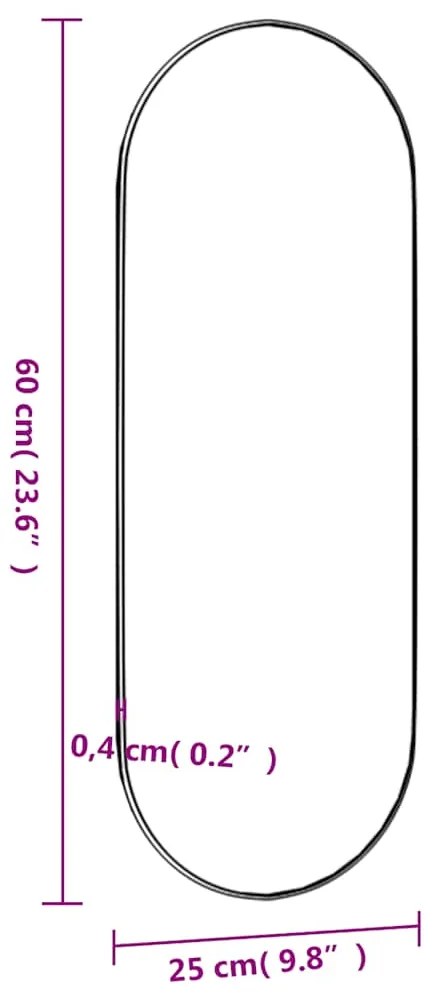 Espelho de parede oval 25x60 cm vidro