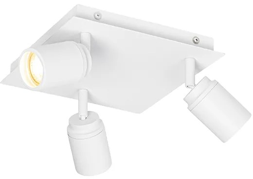 Foco de teto moderno branco quadrado 3 luzes IP44 - Ducha