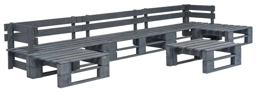vidaXL 6 pcs conjunto lounge de jardim paletes madeira cinzento