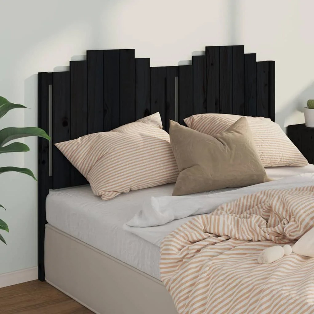 vidaXL Cabeceira de cama 166x4x110 cm pinho maciço preto