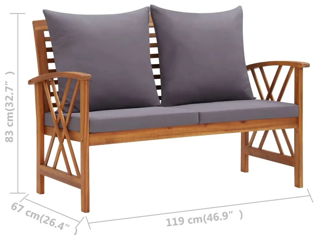 4 pcs conj. lounge jardim c/ almofadões madeira acácia maciça