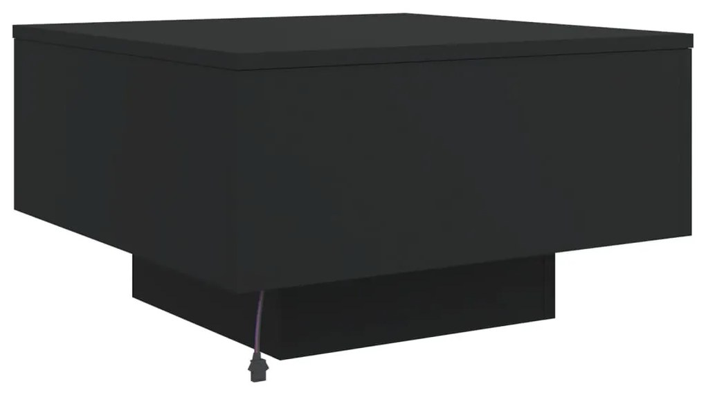 Mesa de centro com luzes LED 55x55x31 cm preto