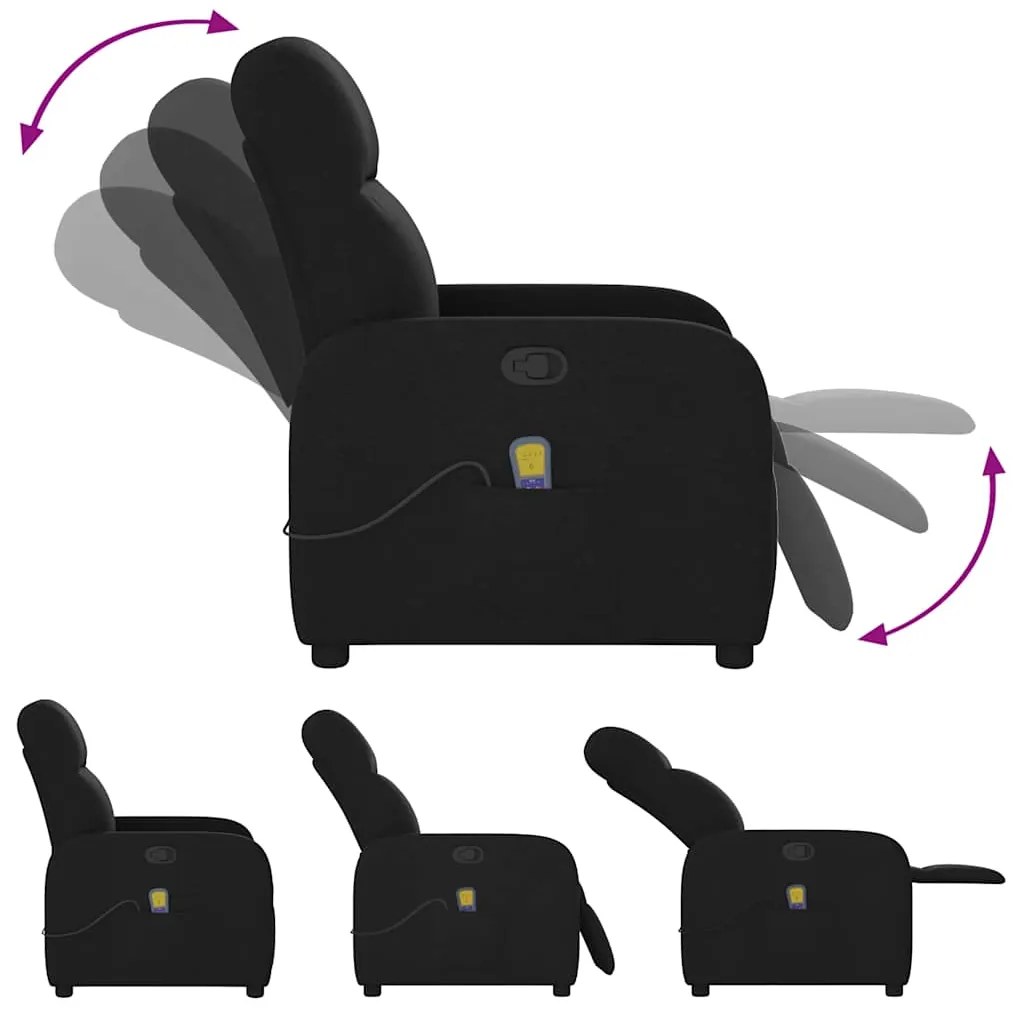 Poltrona de massagens reclinável tecido preto