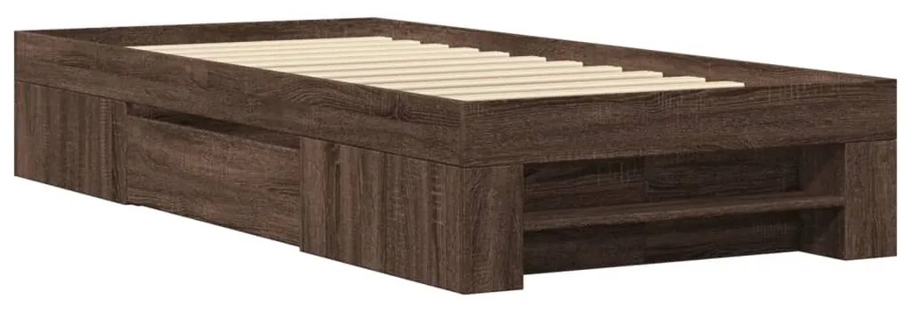 Estrutura cama s/ colchão derivados madeira carvalho castanho
