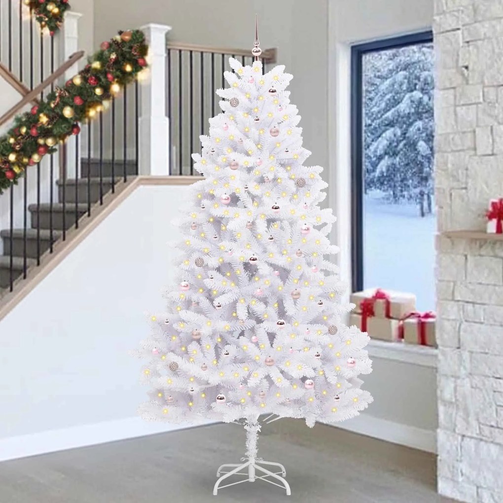 vidaXL Árvore de Natal Articulada Artificial Branco 270 cm PVC e Aço