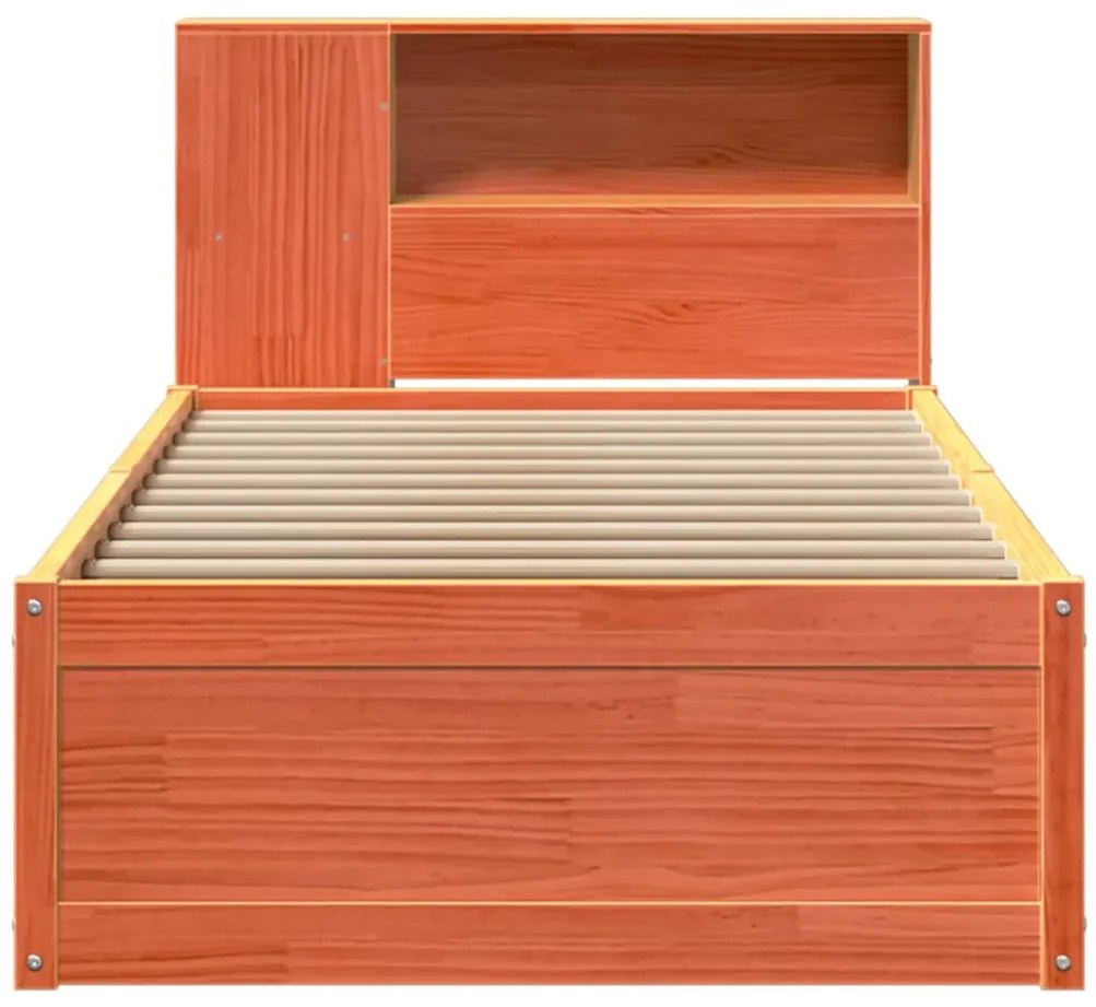Cama sem colchão 90x190 cm madeira de pinho maciça castanho-mel