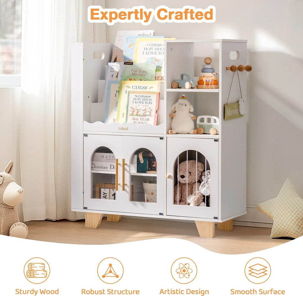 Organizador de brinquedos para crianças madeira 89,3 x 79,2 x 29,2 cm Branco