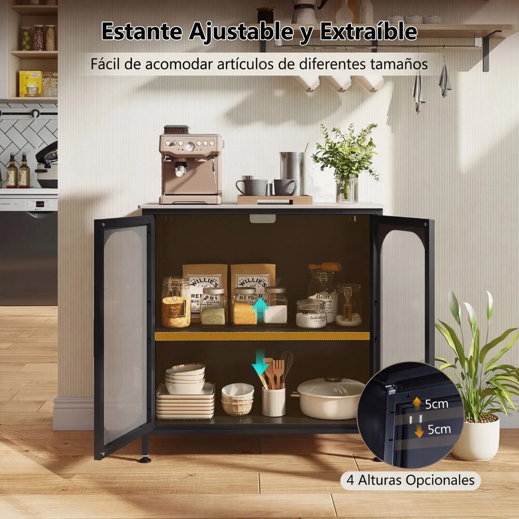 Armário de Cozinha, 83 x 42 x 85,5 cm, Estante Regulável, Preto