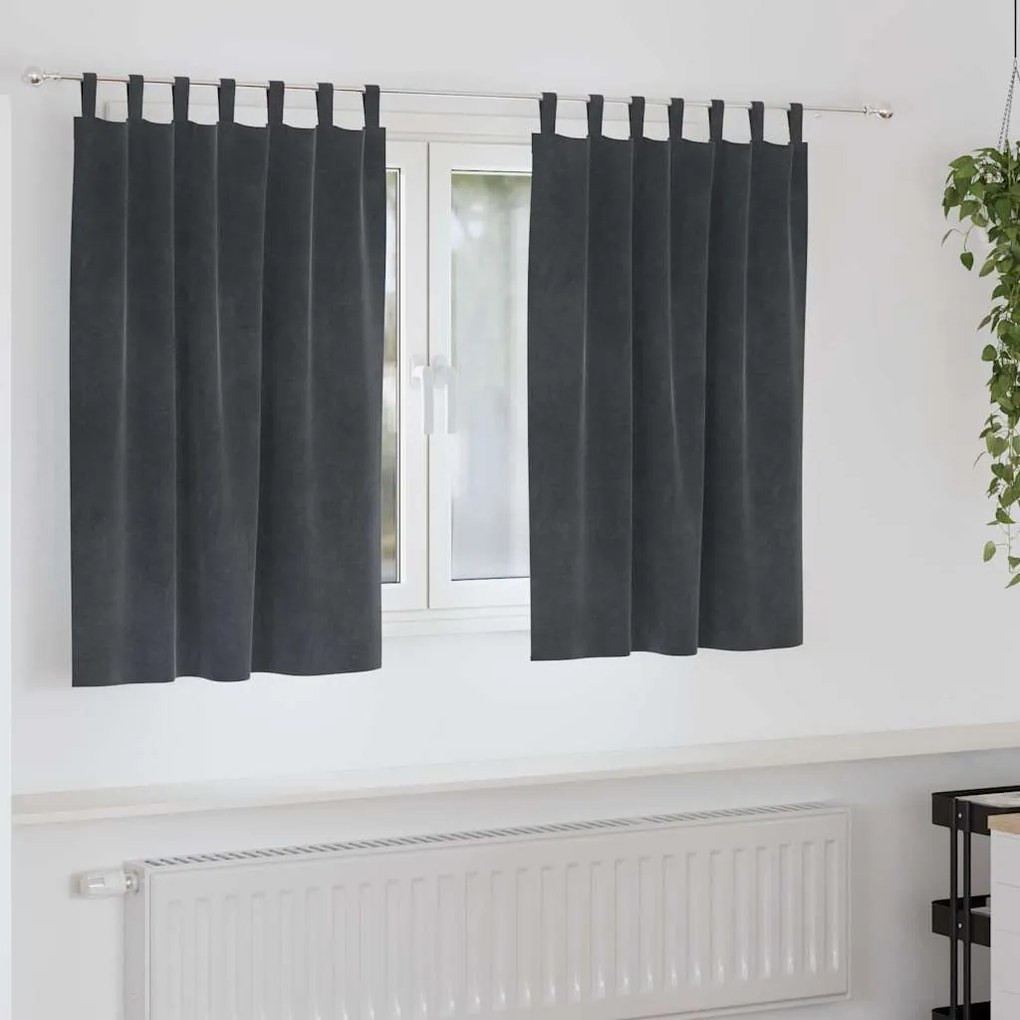 Cortinas Blackout vidaXL com Laços 2 pcs Veludo Cinza Claro