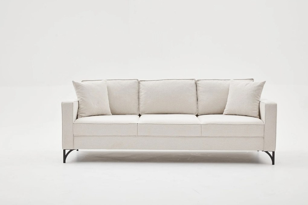 Sofá de 3 Lugares Berlin – Creme e Preto – 220 x 83 x 91 cm